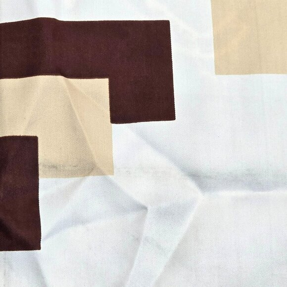 Vintage Scarf Brown & Beige Geometric Polyester Square JJ3795 - Picture 6 of 7
